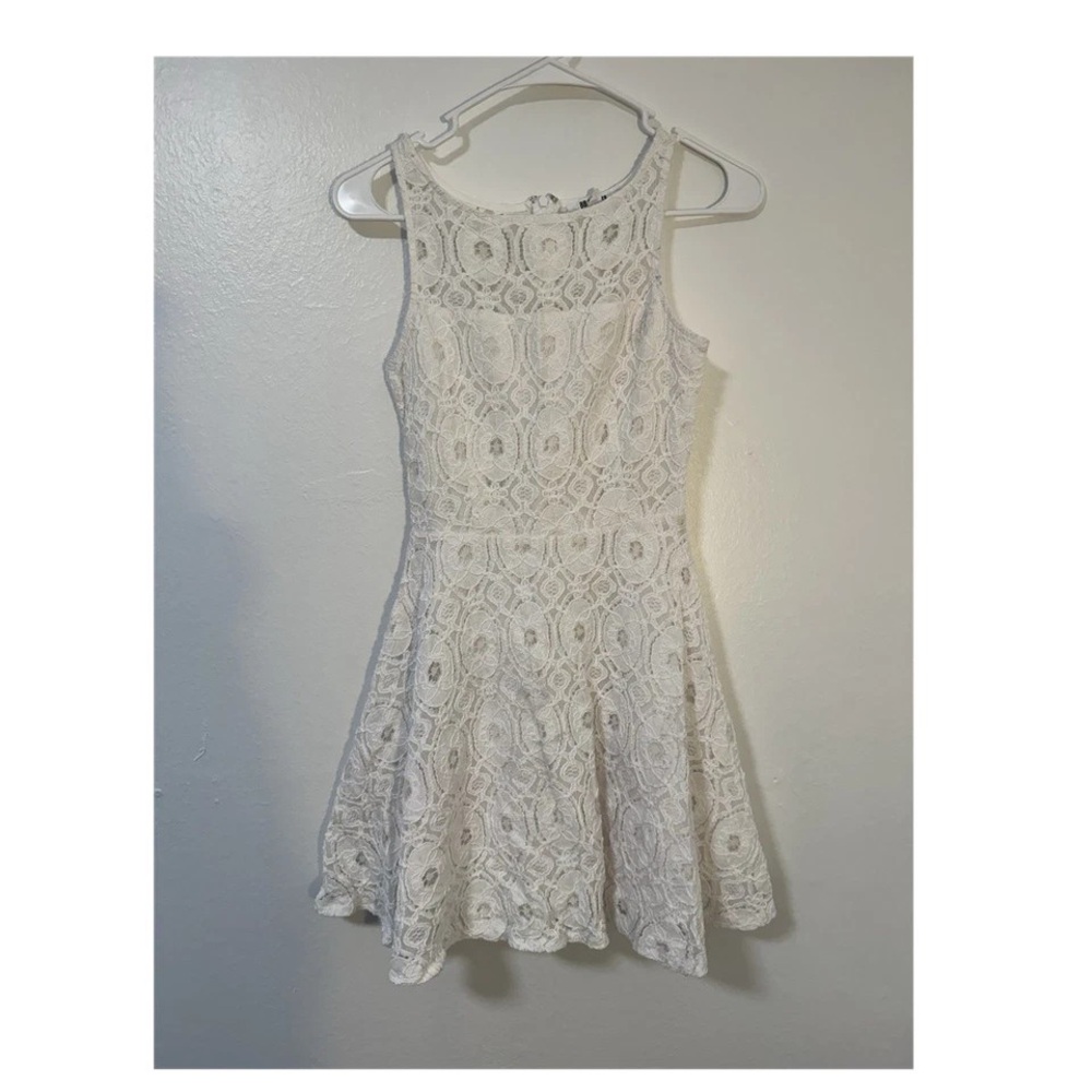 BB Dakota Cream Crochet Fit-and-Flare Mini Dress